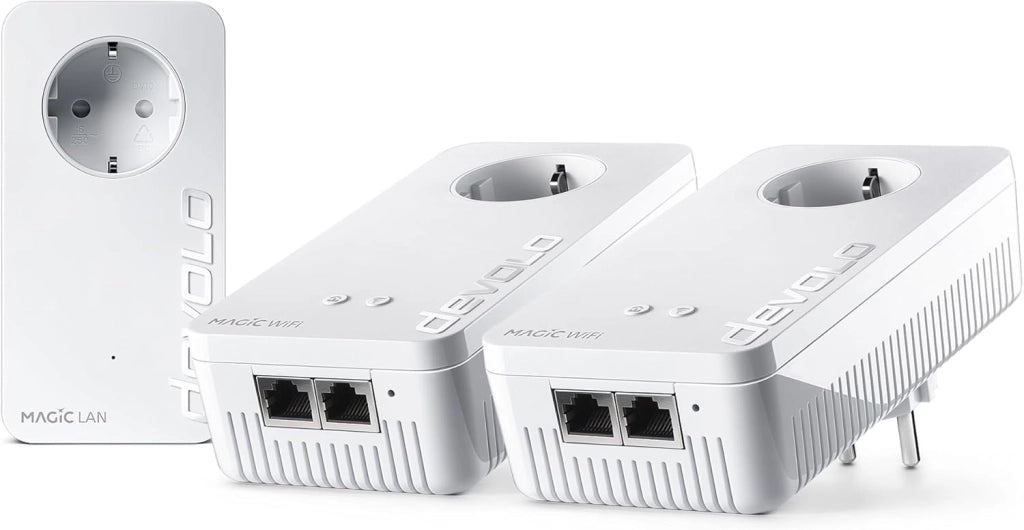 Magic 2 - Kit di avviamento WiFi 6, adattatore Powerline WLAN, fino a 2.400 Mbit/s, presa Wi-Fi in rete, 2 LAN Gigabit, access point, dLAN 2.0, bianco