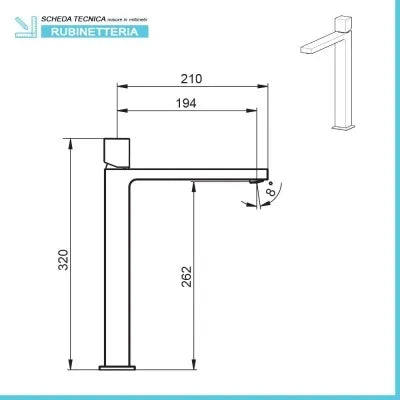 Miscelatore lavabo alto senza leva cromato lucido  Torre