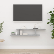Scaffale TV Parete-Mensole a Muro Grigio Cemento 125x18x23cm Legno Multistrato