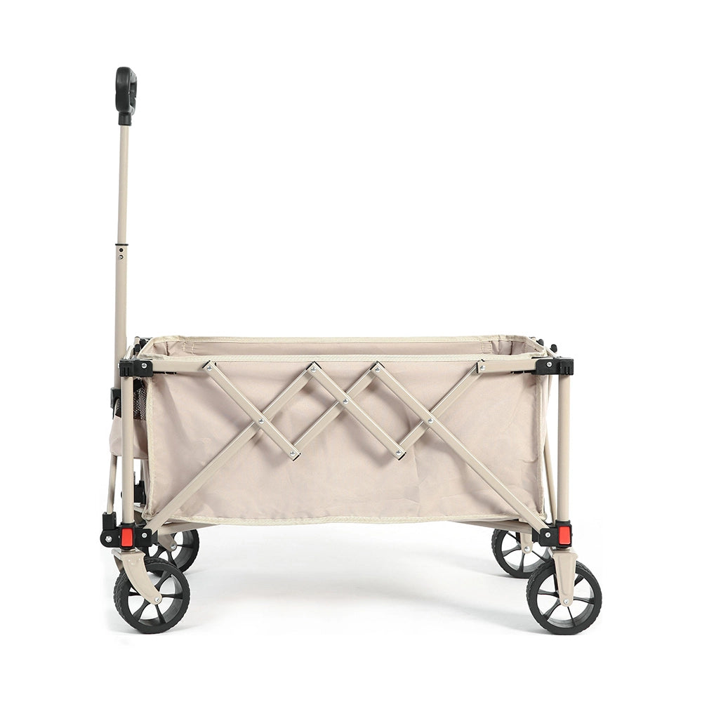 Carrello pieghevole robusto - Xylo - Ruote fuoristrada manico regolabile - Beige