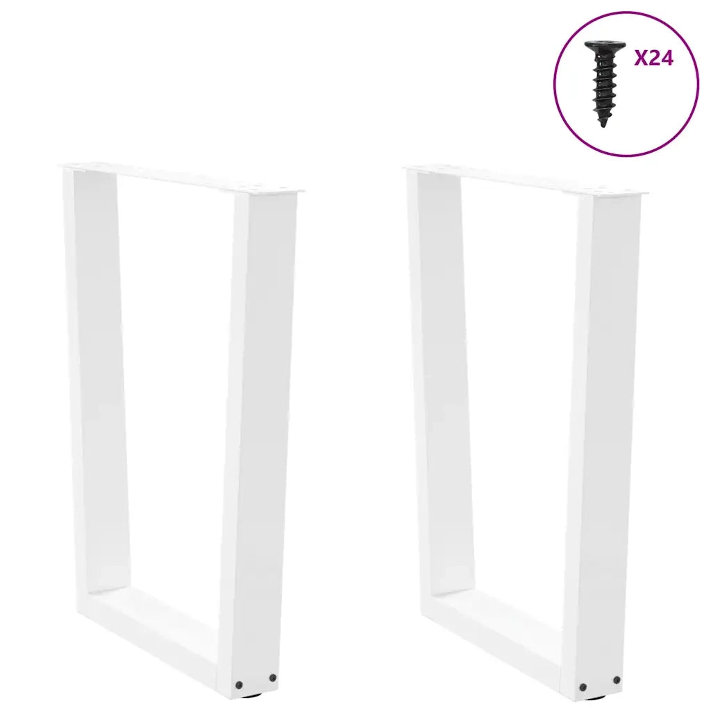 Gambe per tavolo da pranzo a forma di V 2 pz bianche 60x(72-73,3) cm in acciaio 4012641