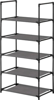 Scaffale per scarpe, 5 livelli, (28 x 45 x 89 cm), scaffale per scarpe, basso, scaffale per scarpe basso e alto a 5 livelli in plastica, verticale, piano, scaffale per scarpe (5 livelli)