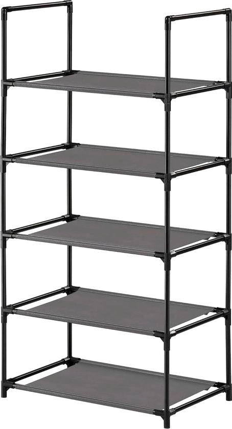 Scaffale per scarpe, 5 livelli, (28 x 45 x 89 cm), scaffale per scarpe, basso, scaffale per scarpe basso e alto a 5 livelli in plastica, verticale, piano, scaffale per scarpe (5 livelli)