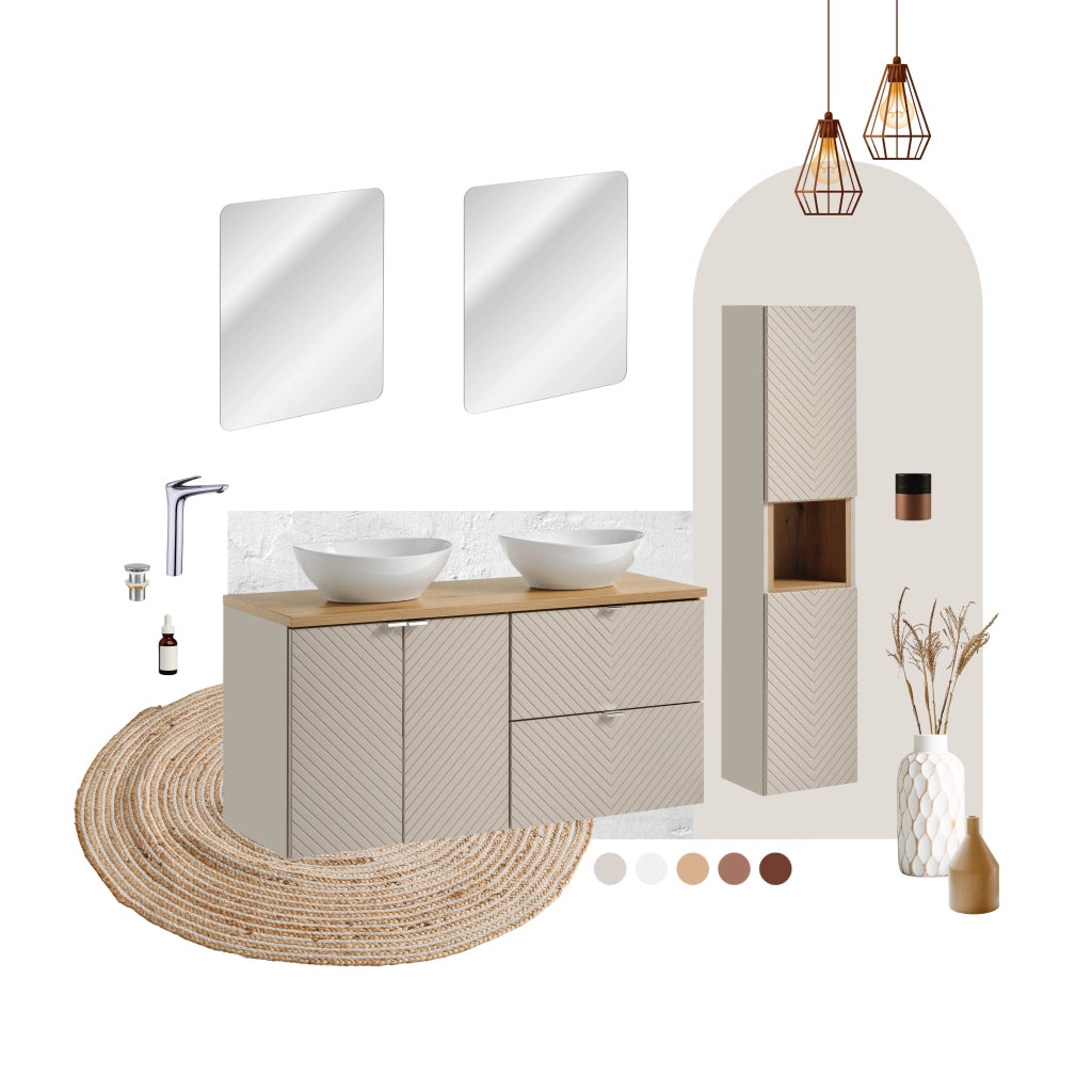 Set mobili bagno 80 cm con lavabo per mobile Dance Viva Cashmere 80 x 1401 x 40 cm