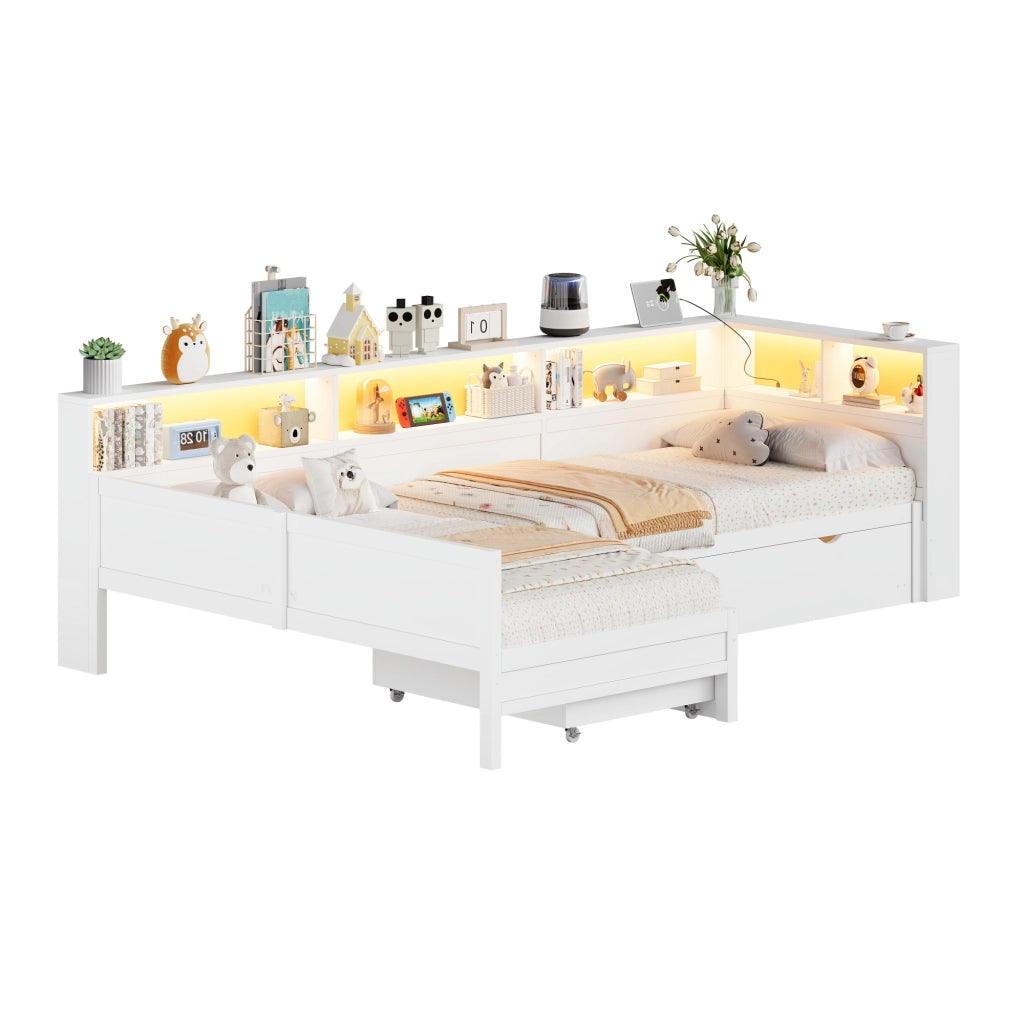 letto piattaforma in legno bianco 225 x 314.5 cm