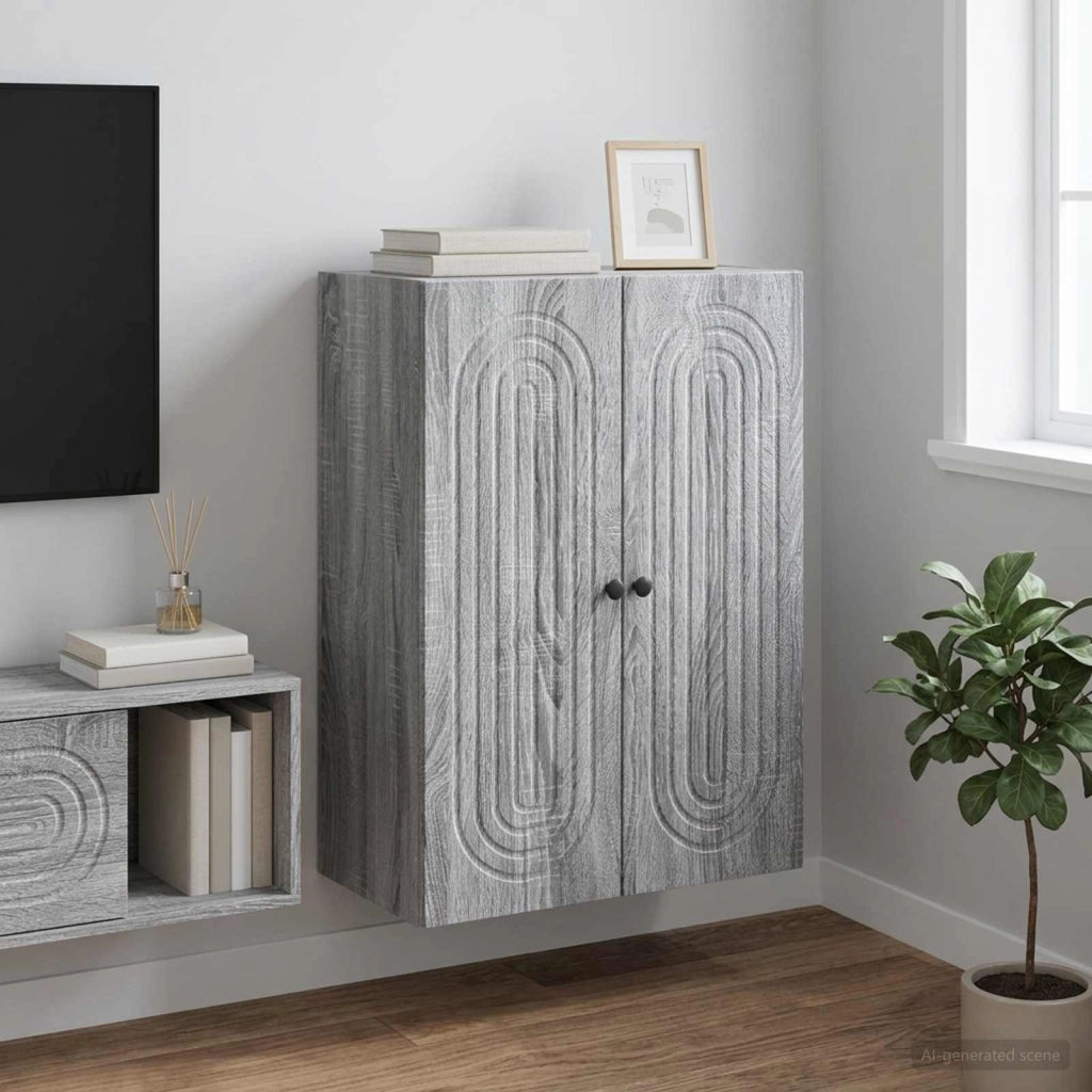 Mobiletto a muro Sonoma grigio 66 x 34,5 x 90 cm 898061