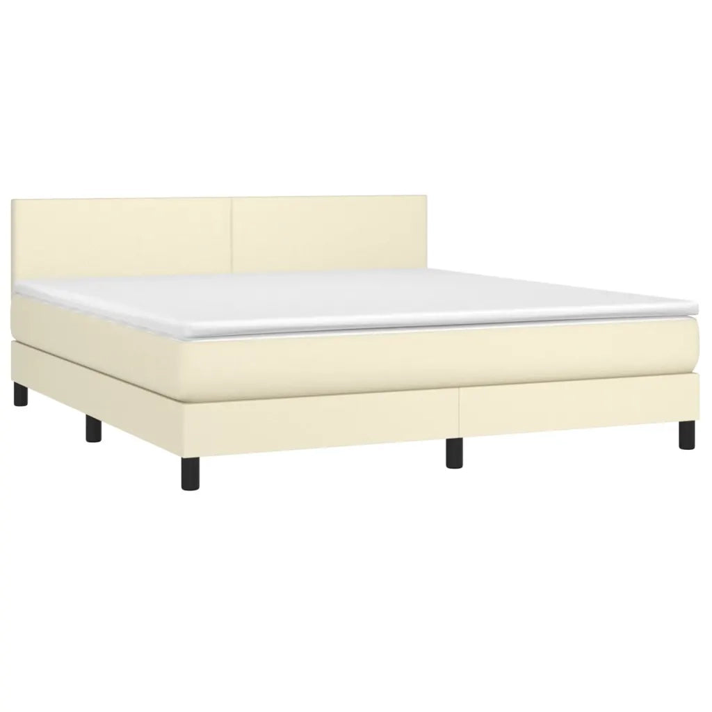 vidaXL Giroletto a Molle con Materasso e LED Crema 160x200 cm