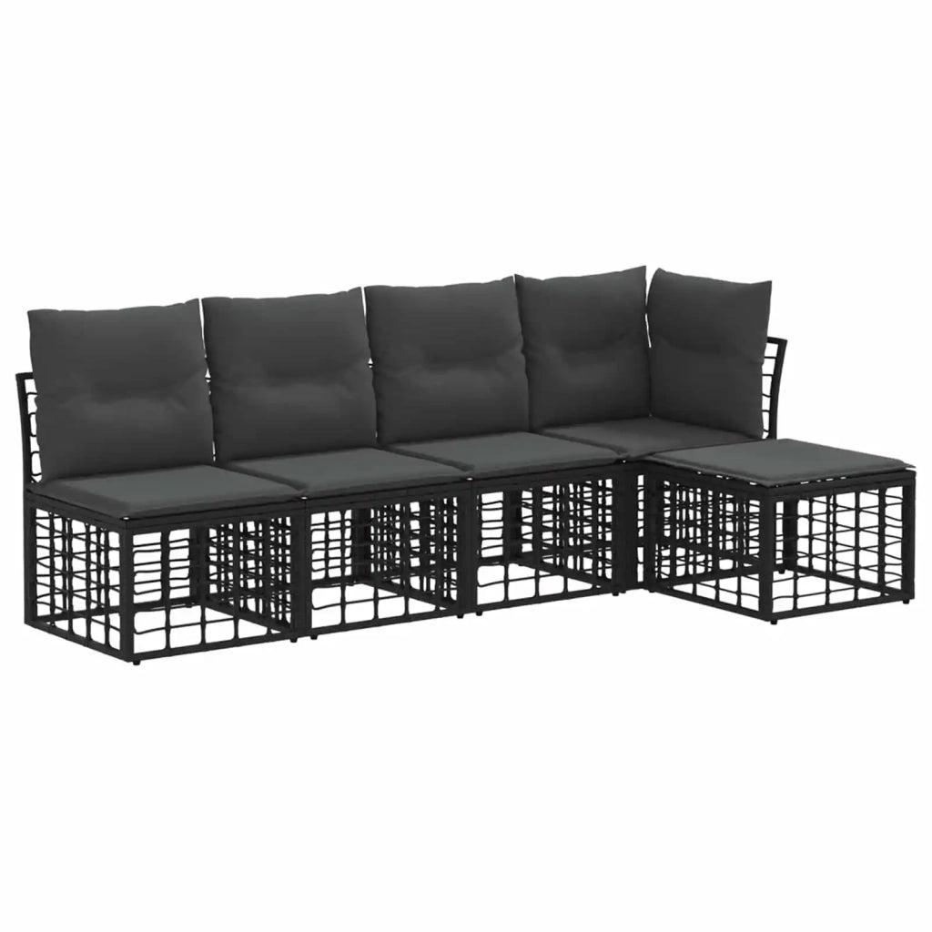 Set di divani da esterno Nero Poliestere