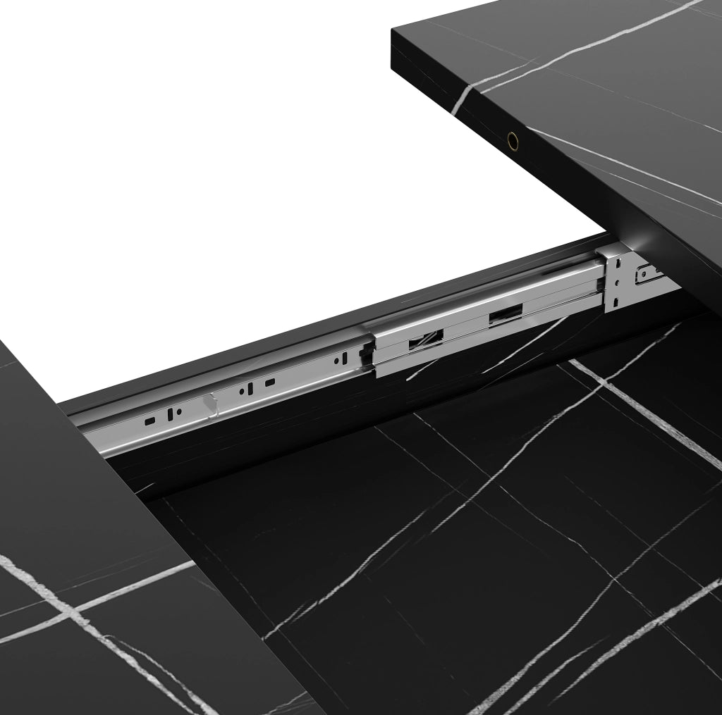 Tavolo da pranzo estensibile 120x80x76 cm; piano allungabile fino a 160 cm; MDF e metallo nero
