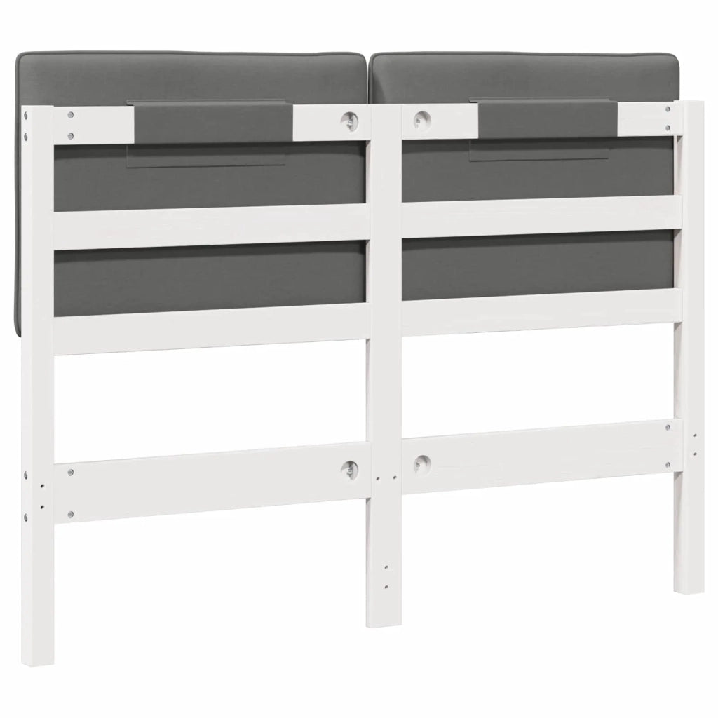 Testiera imbottita-Testiera con Cuscini-Testata Bianco e grigio chiaro 120 cm Pino massello 269226