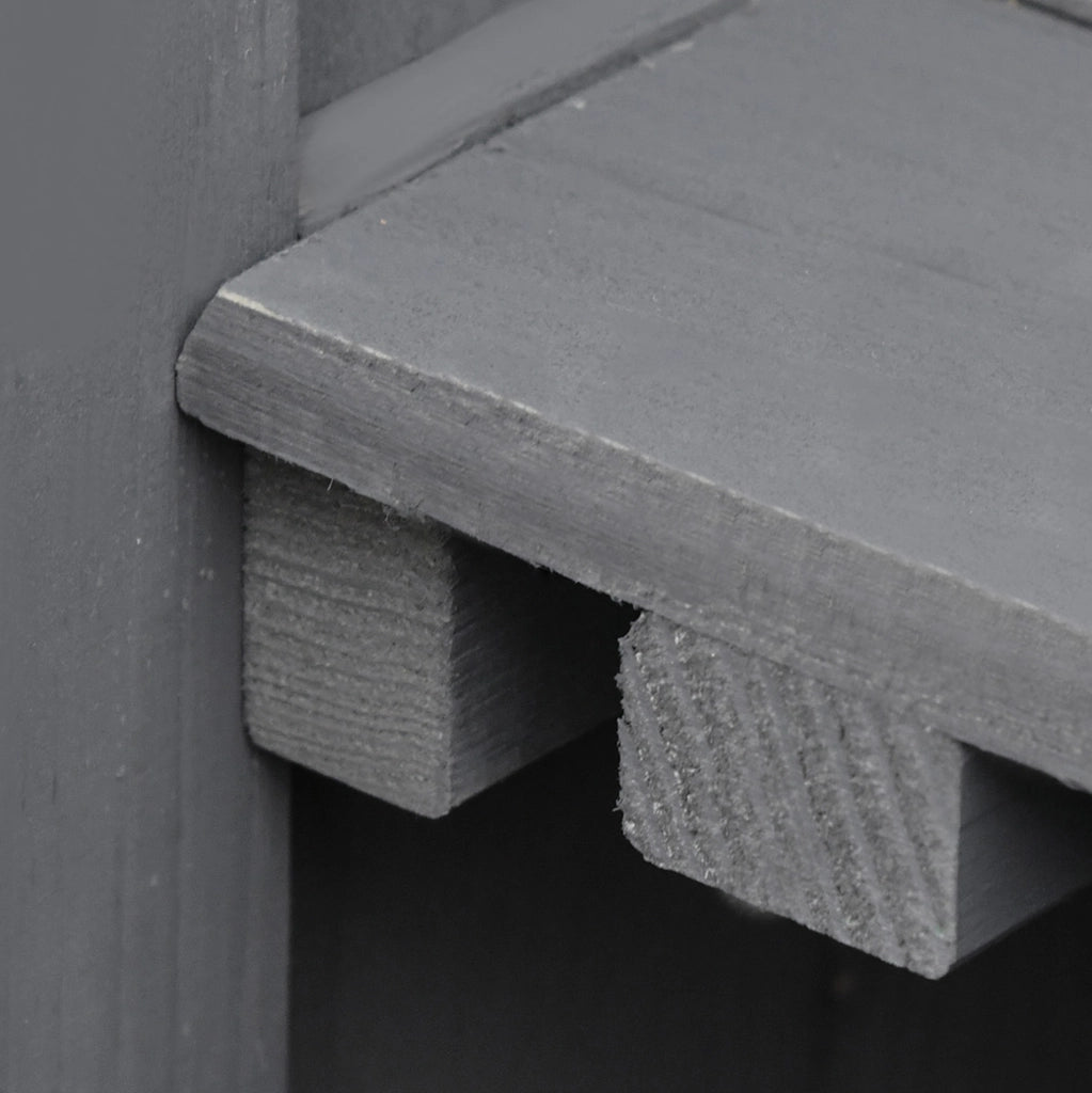 Armadio da giardino in legno grigio 79x43x92 cm con piano di lavoro e ripiano interno