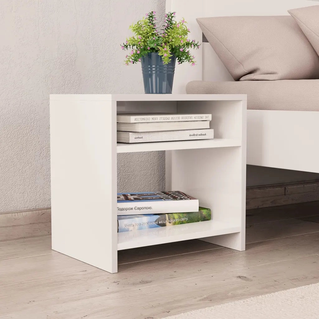 Comodini Bianchi 2 pz 40x30x40 cm Legno Ingegnerizzato cod mxl 54178