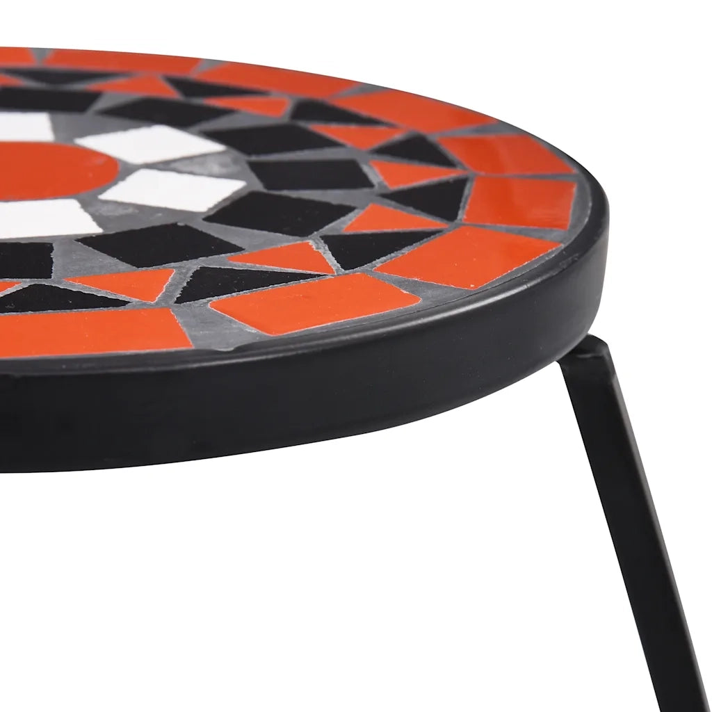 Tavolini con Mosaico 3 pz Terracotta e Bianco in Ceramica CFW1694818