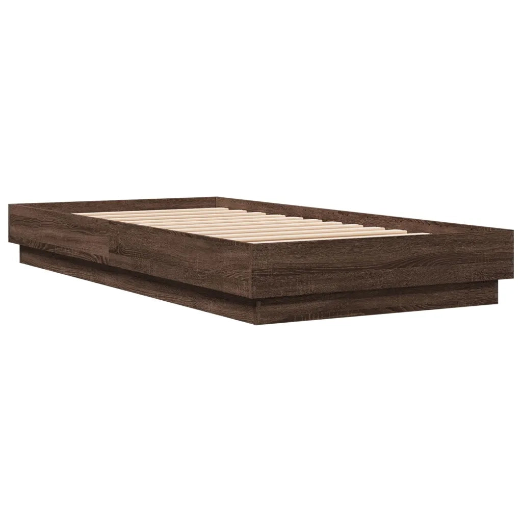 Letto singolo | Letto per adulti | Giroletto con LED Rovere Marrone 90x190 cm