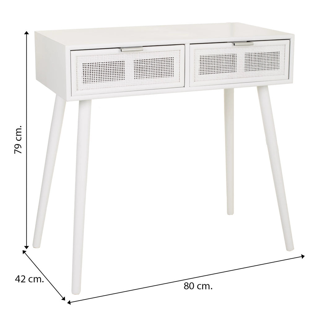 Mobile da ingresso in legno bianco e rete 80x42x79h