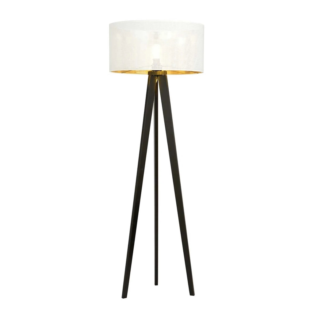 Piantana Moderno Drago Acciaio Nero Bianco 1 Luce E27 Ip20