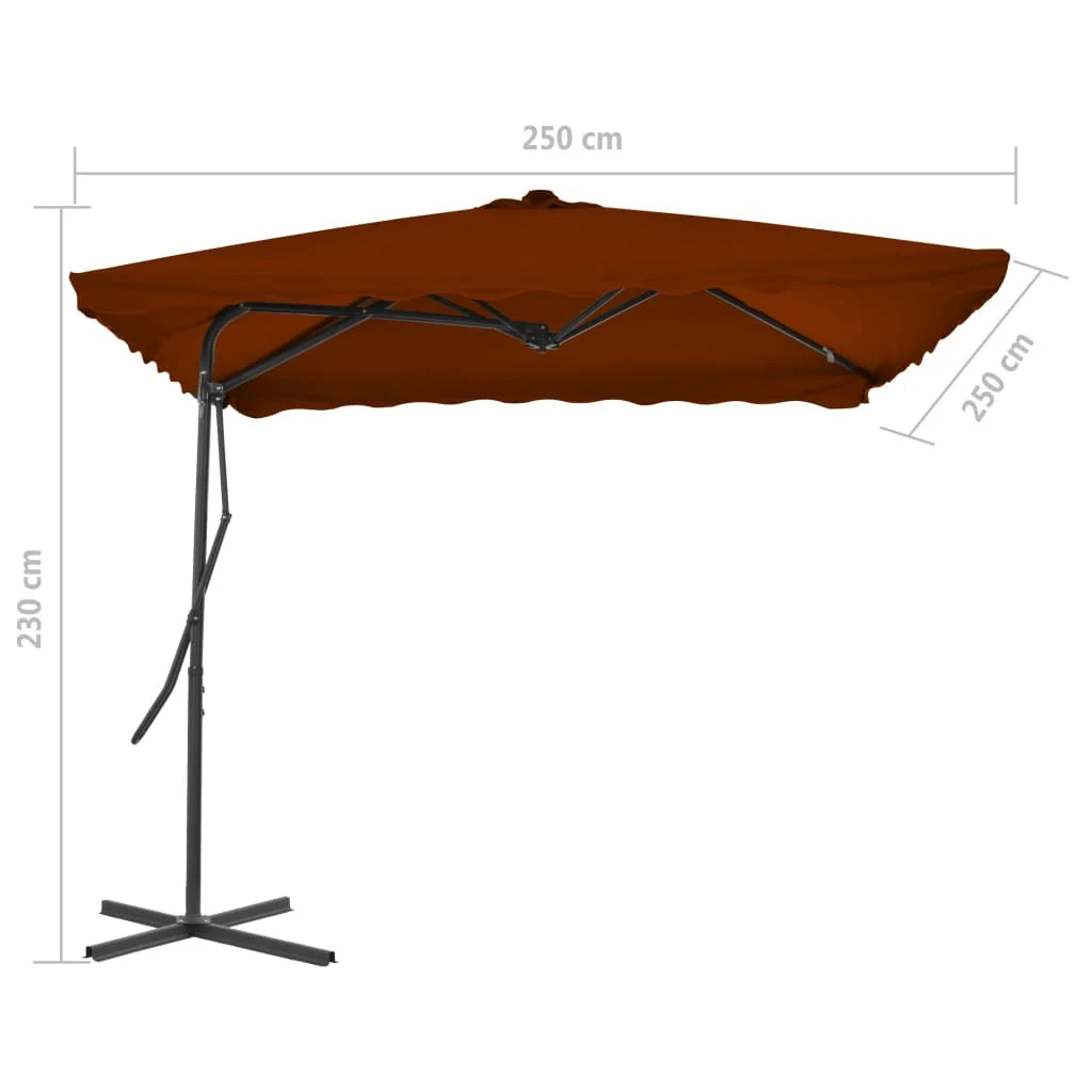 Ombrellone da esterno con palo in acciaio 250 x 250 x 230 cm arancione scuro 02_0008209