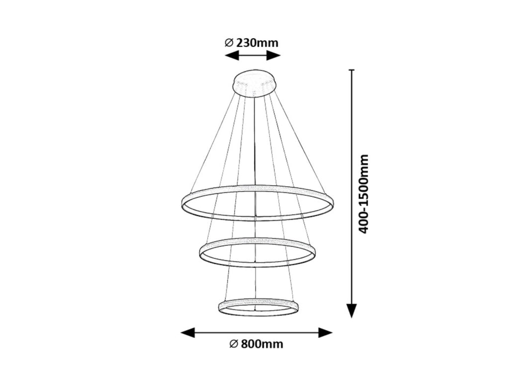 Lampadario LED 100W 3 anelli nero Ø80 Rabalux Grete
