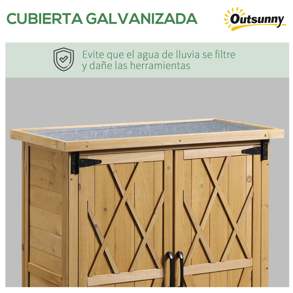 Armadio da Giardino in Legno ¨C Xylo ¨C 75x40x90 cm con 4 Ripiani e Tetto Zincato