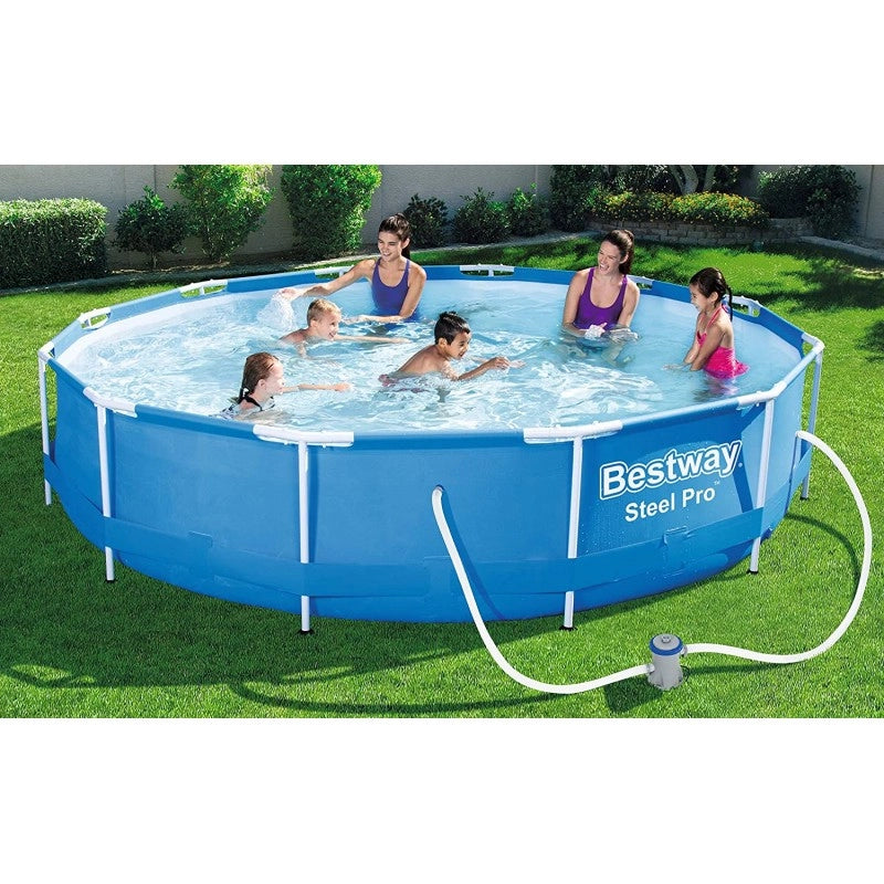 Piscina fuori terra rotonda con telaio in acciaio e pompa filtro inclusa, diametro 366 cm altezza 76 cm capacità 6473 L - Bestway