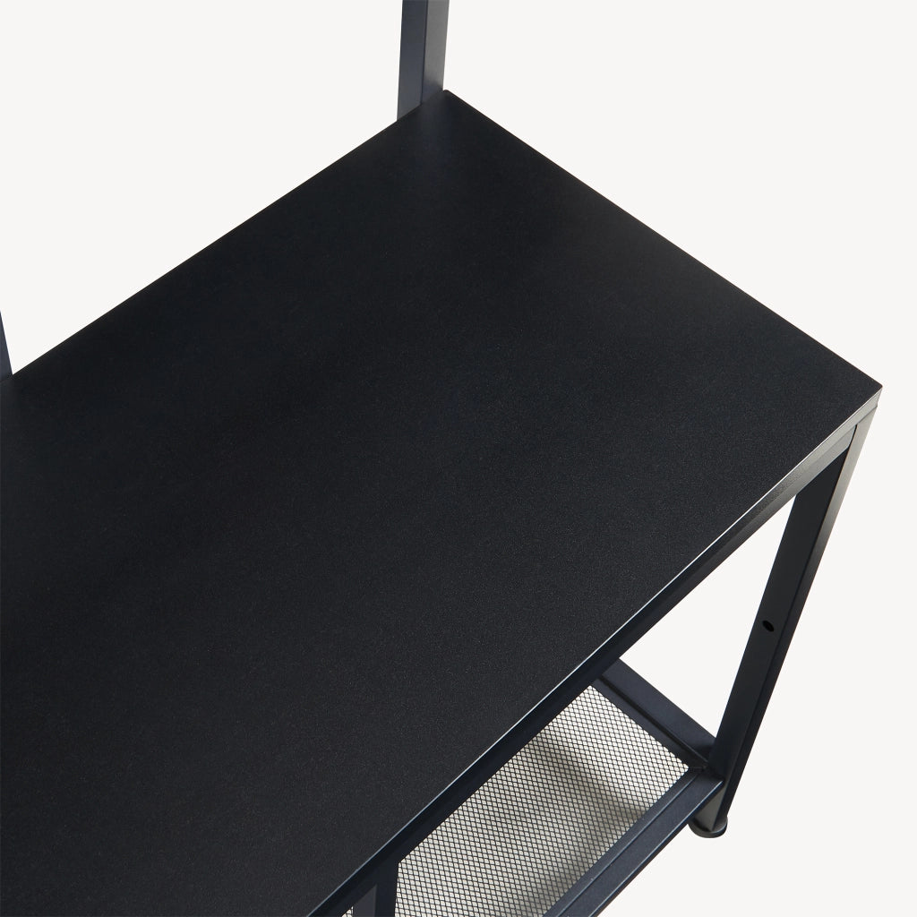 Stand Appendiabiti Napinerg con Specchio Panca e Scarpiera 185 x 98 x 34 cm - Nero [en.casa]