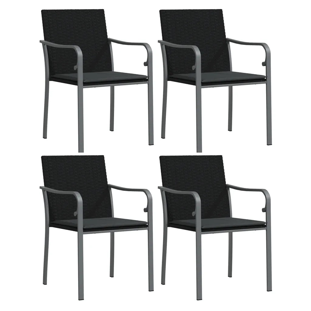 Set Pranzo da Giardino 5pz con Cuscini in Polyrattan e Acciaio