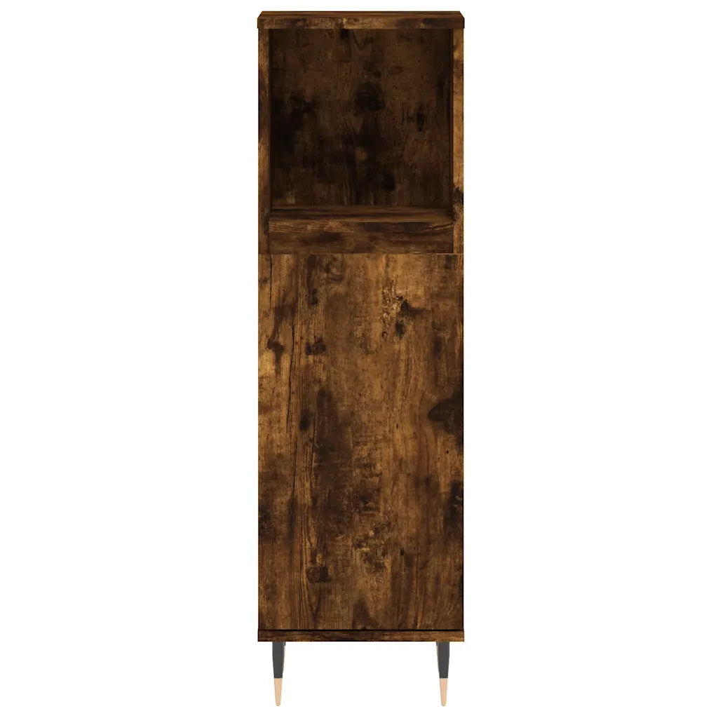 Mobiletto da bagno con ripiani a vista design industriale 30 x 30 x 100 cm legno di rovere affumicato 02_0049000