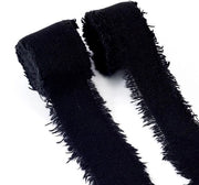 Denim Lint a 2 Rotoli - 25 mm Larghezza - Polyacetato - Frange con Bordi Irregolari - Accessori per Abbigliamento - Imballo di Regalo - 2 Yard per Rotolo - Frange di Lint Denim