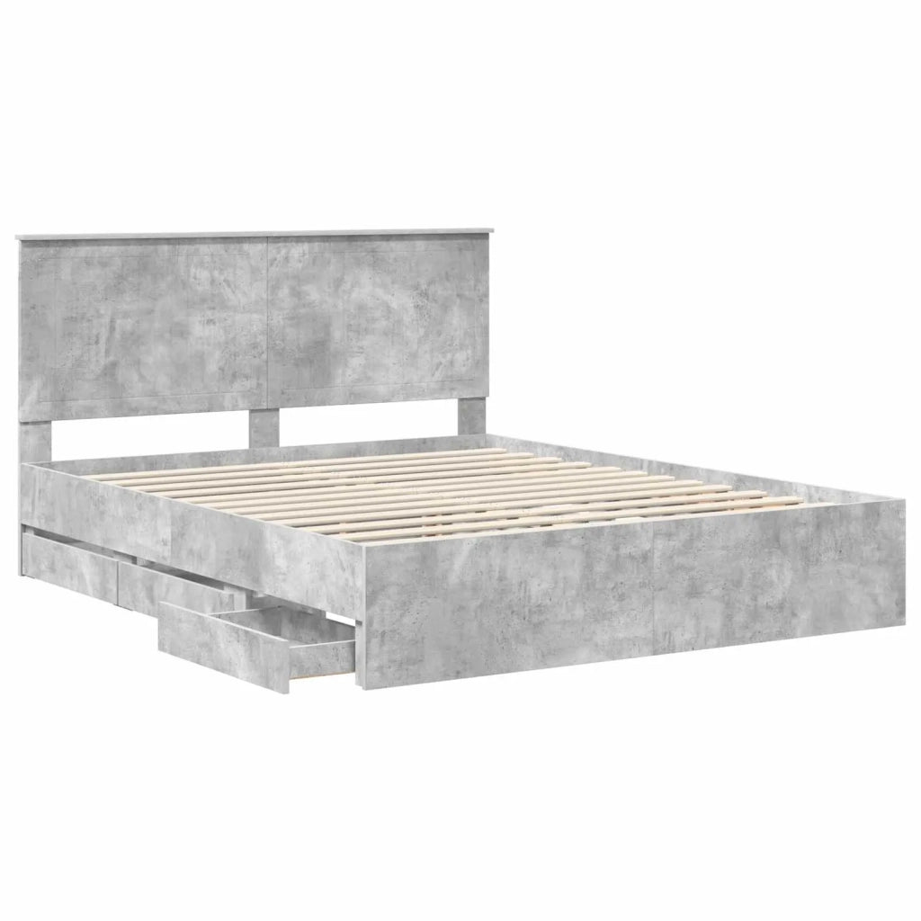 Letto matrimoniale | Letto per adulti | Struttura del letto con cassetto Grigio cemento 160 x 200 cm