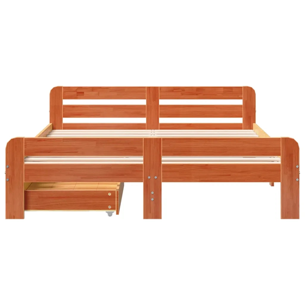 Letto senza Materasso Marrone Cera 150x200 cm in Legno di Pino