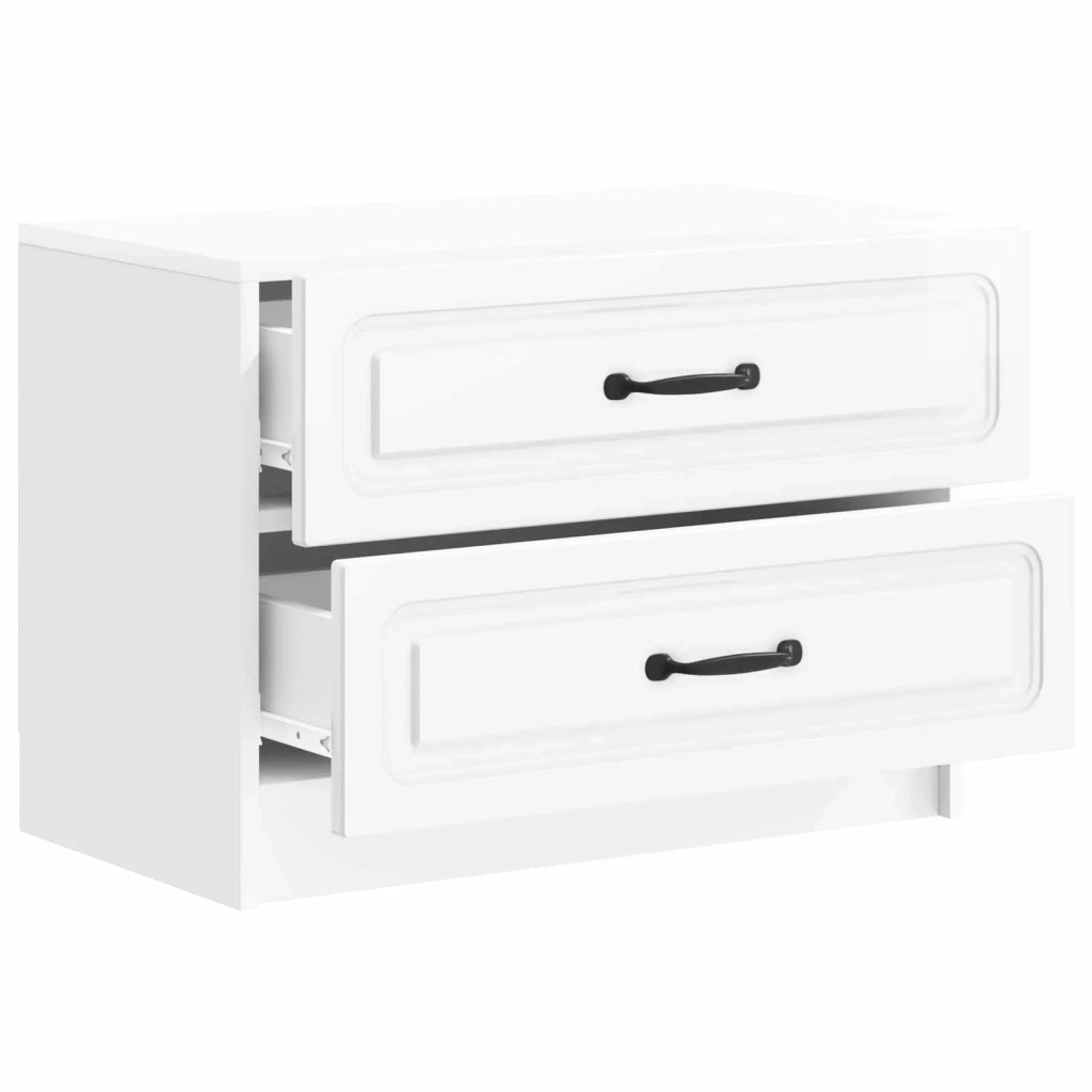 Armadio da Notte con cassetto Bianco Lucido 62 x 34,5 x 44,5 cm 895699