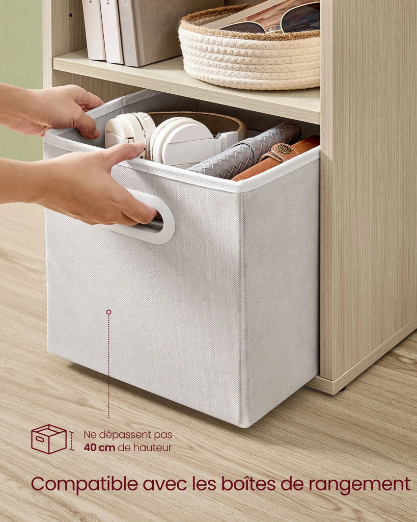 Libreria/mobile contenitore a 6 ripiani per soggiorno ufficio camera da letto stile scandinavo 40 x 24 x 1785 cm beige 12_0004252