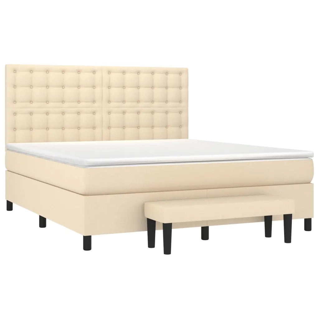 Giroletto a Molle con Materasso Crema 160x200 cm in Tessuto 3136930