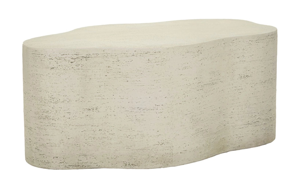 Tavolino da Caffè Cloud Moderno in MGO Cream cm 92,5x54,8x40 - Design Organico e Materiale Effetto Pietra Scolpita