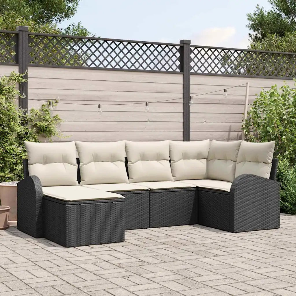 Set Divano da Giardino 6 pcs Nero polyrattan 3346107