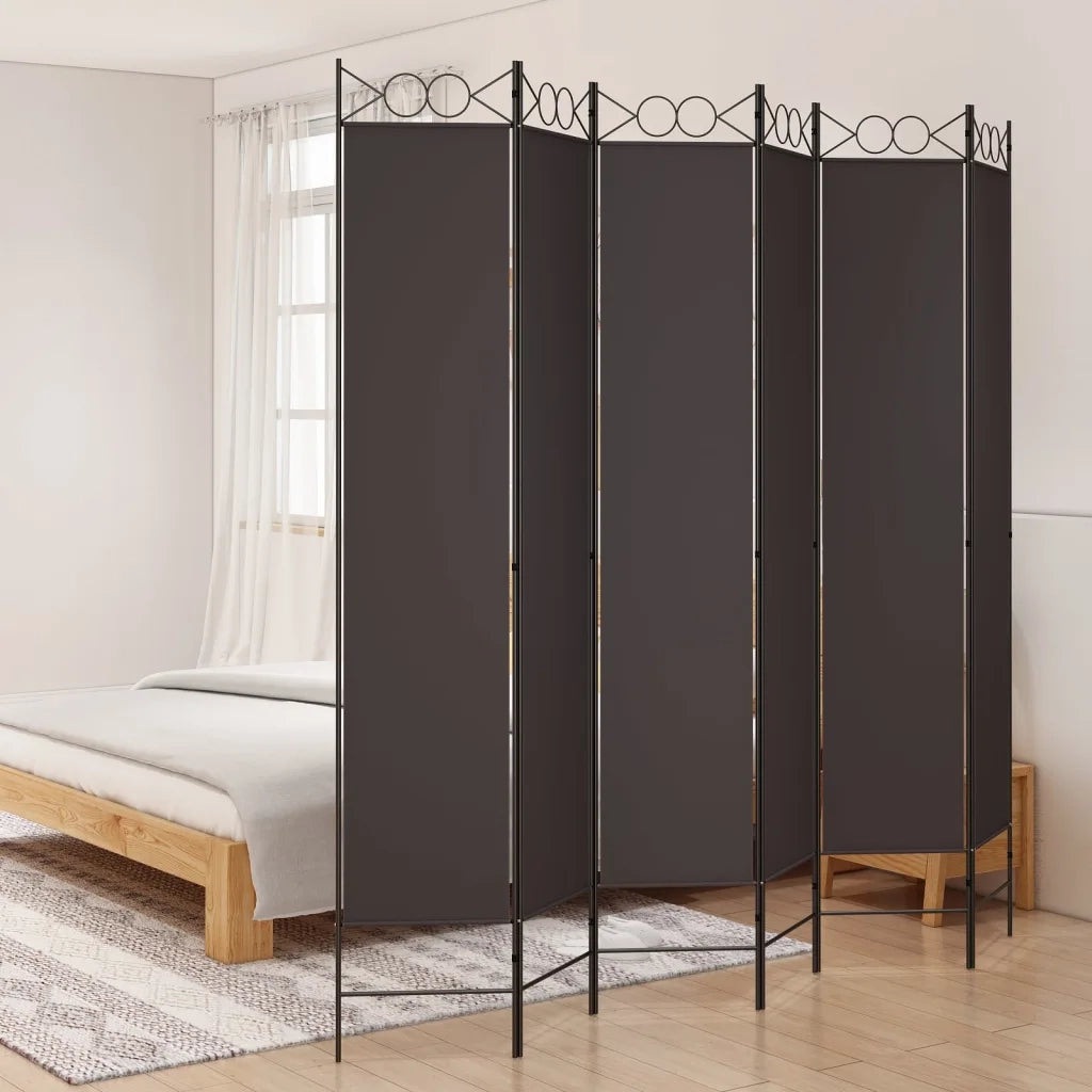 Divisorio a 6 Pannelli Marrone 240x220 cm in Tessuto 350175