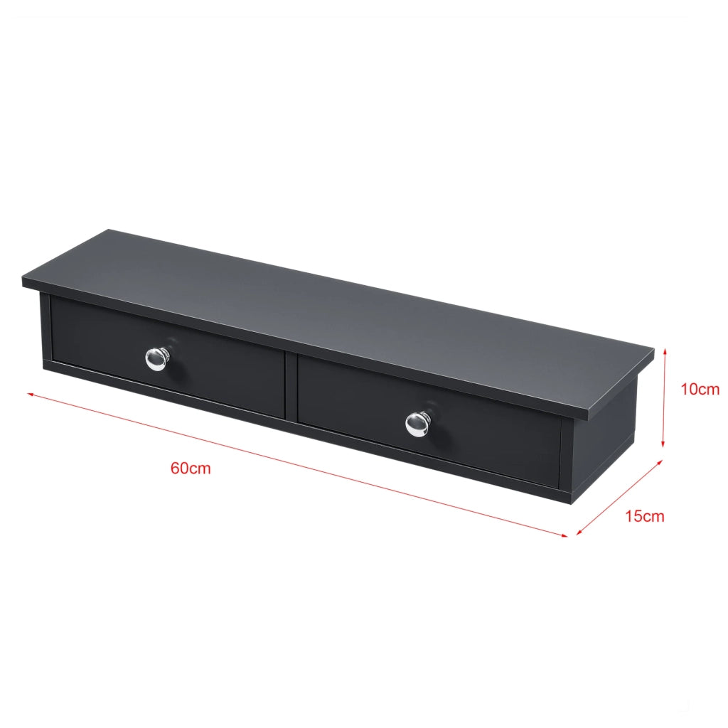 Elegante mensola da parete con 2 cassetti contenitore in MDF 60 cm grigio scuro 03_0005193