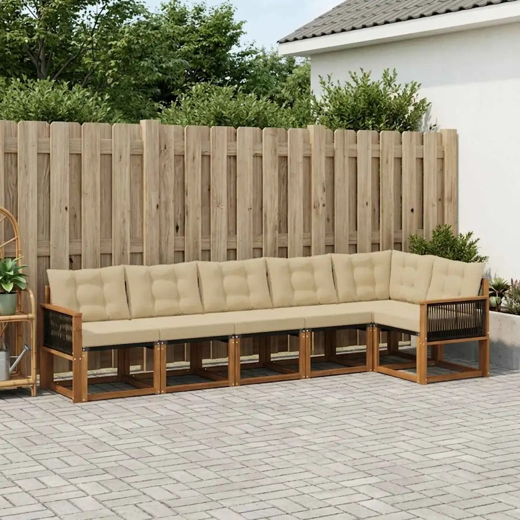 Set di divani da esterno con cuscino 6 pcs Naturale e Beige