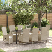 Set da Pranzo da Giardino 9 Pezzi con Cuscini Beige Polyrattan