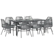 Set da Pranzo da Giardino 9 pz con Cuscini Polyrattan Vetro