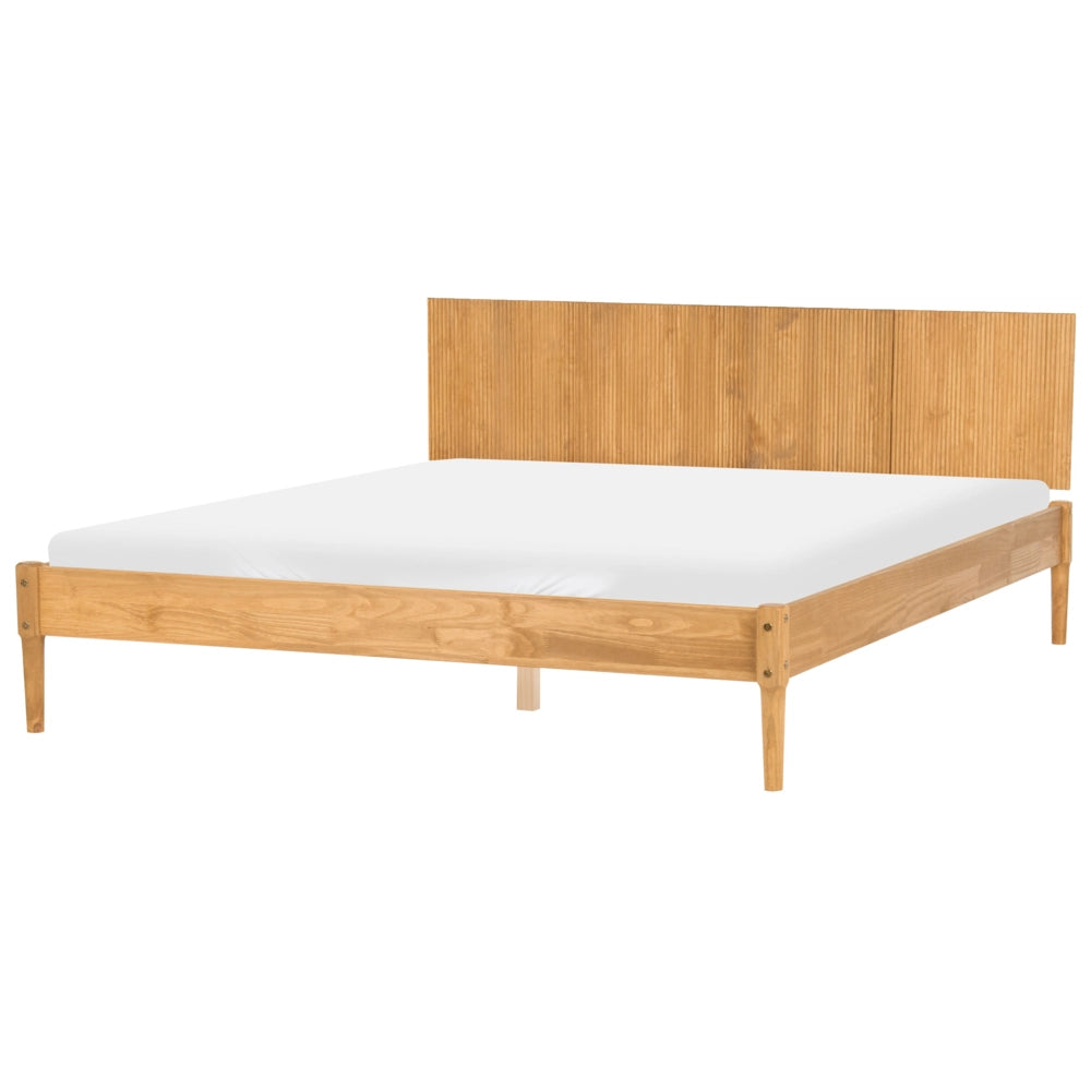 Set da camera da letto in legno di pino letto matrimoniale con 2 comodini e cassettiera a 6 cassetti 180 x 200 cm marrone chiaro stile scandinavo