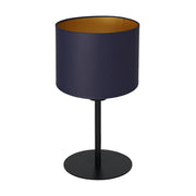 Lampada da tavolo nera 34cm paralume blu oro Arden