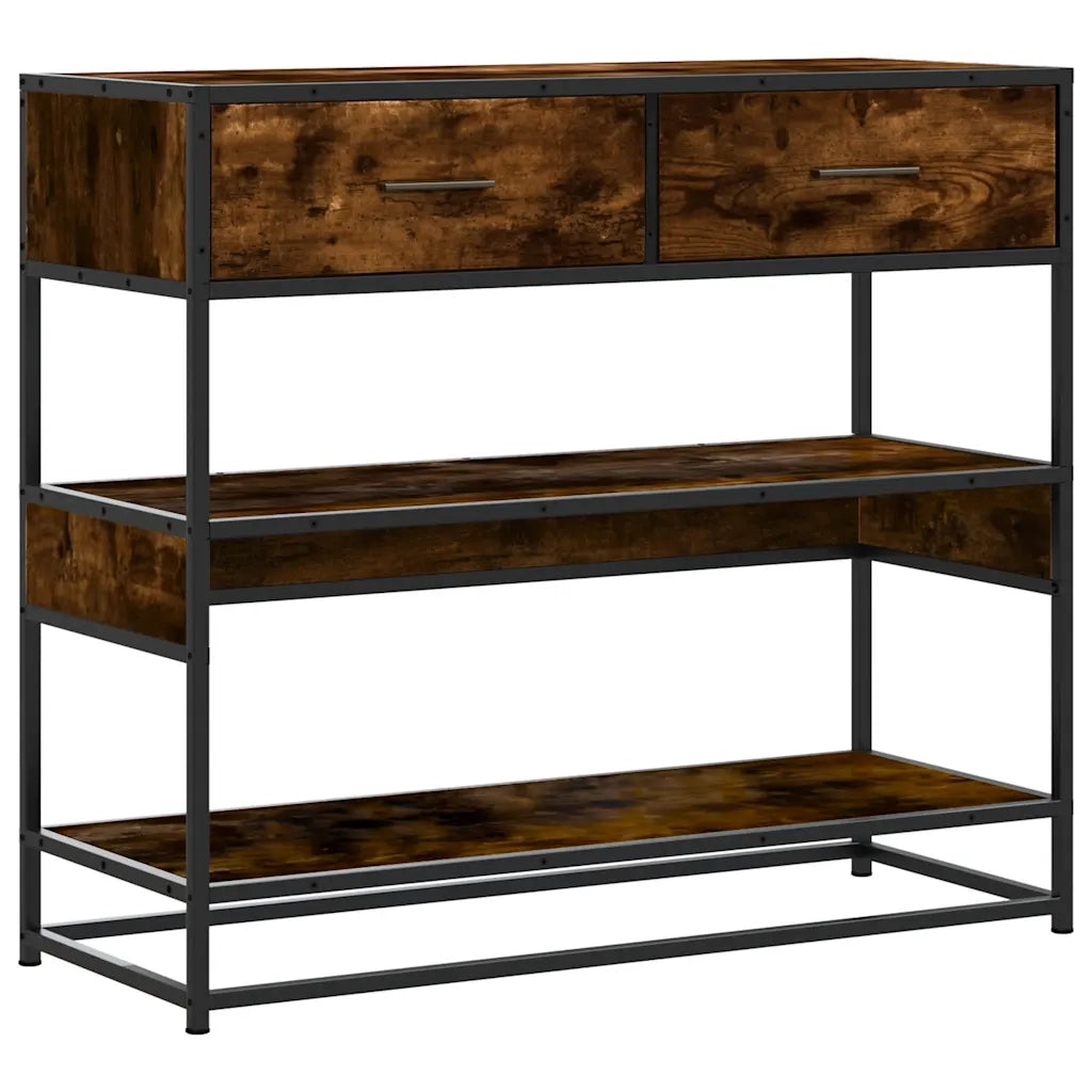 Tavolino Consolle-Tavolino da soggiorno-Tavolo Rovere Fumo 90x35x80 cm in Legno Multistrato 416578