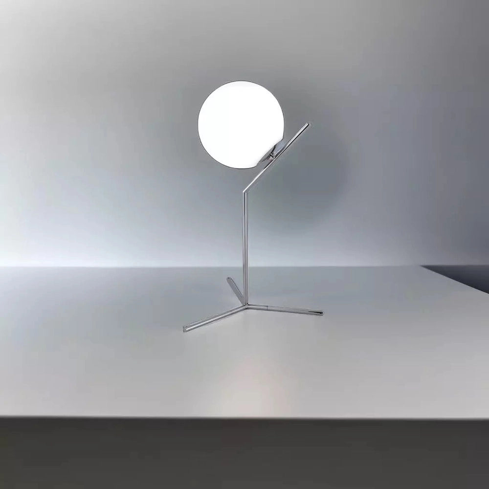 Trade Shop - Lampada Scrivania Ramo Con Sfera E27 Argento Lucido Luce Tavolo Minimal Led 10236 -