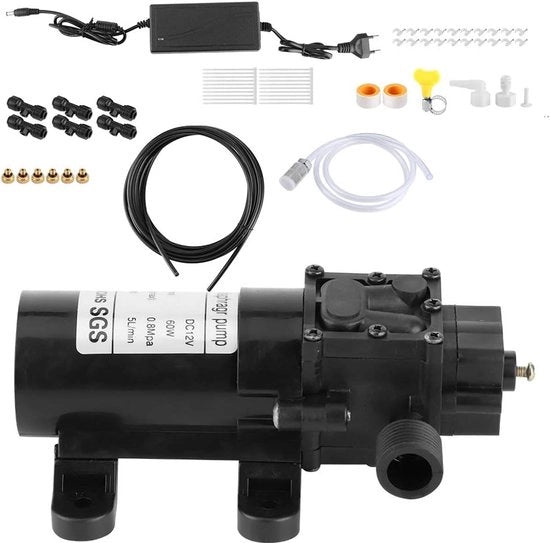 Sistemi di nebbia - 6 getti - bassa pressione elettrica - atomizzazione - sistema di raffreddamento per esterni - giardino - serra - presa EU 110-240V