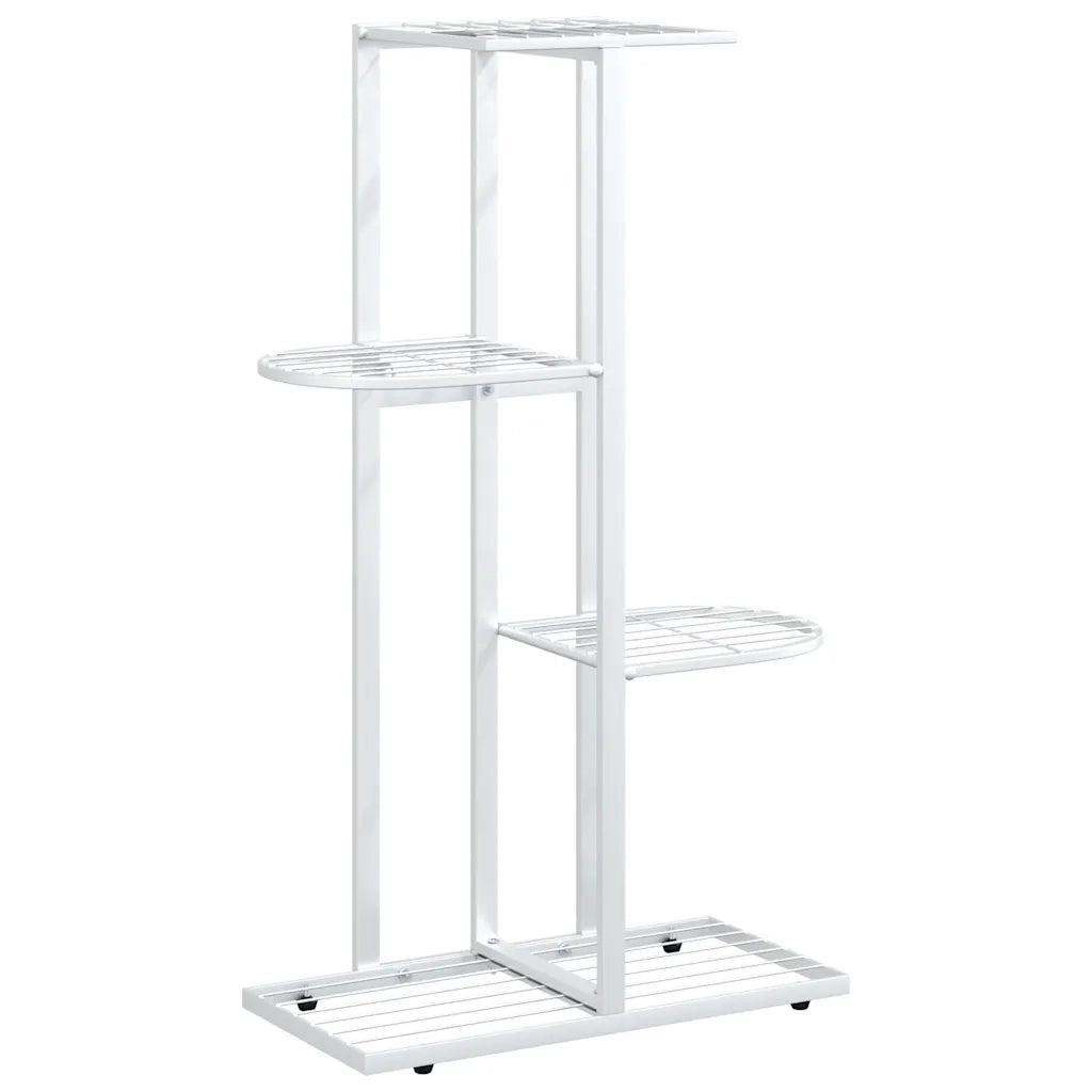 Piedistallo per Piante a 4 Piani 43x22x76 cm in Metallo Bianco 336109