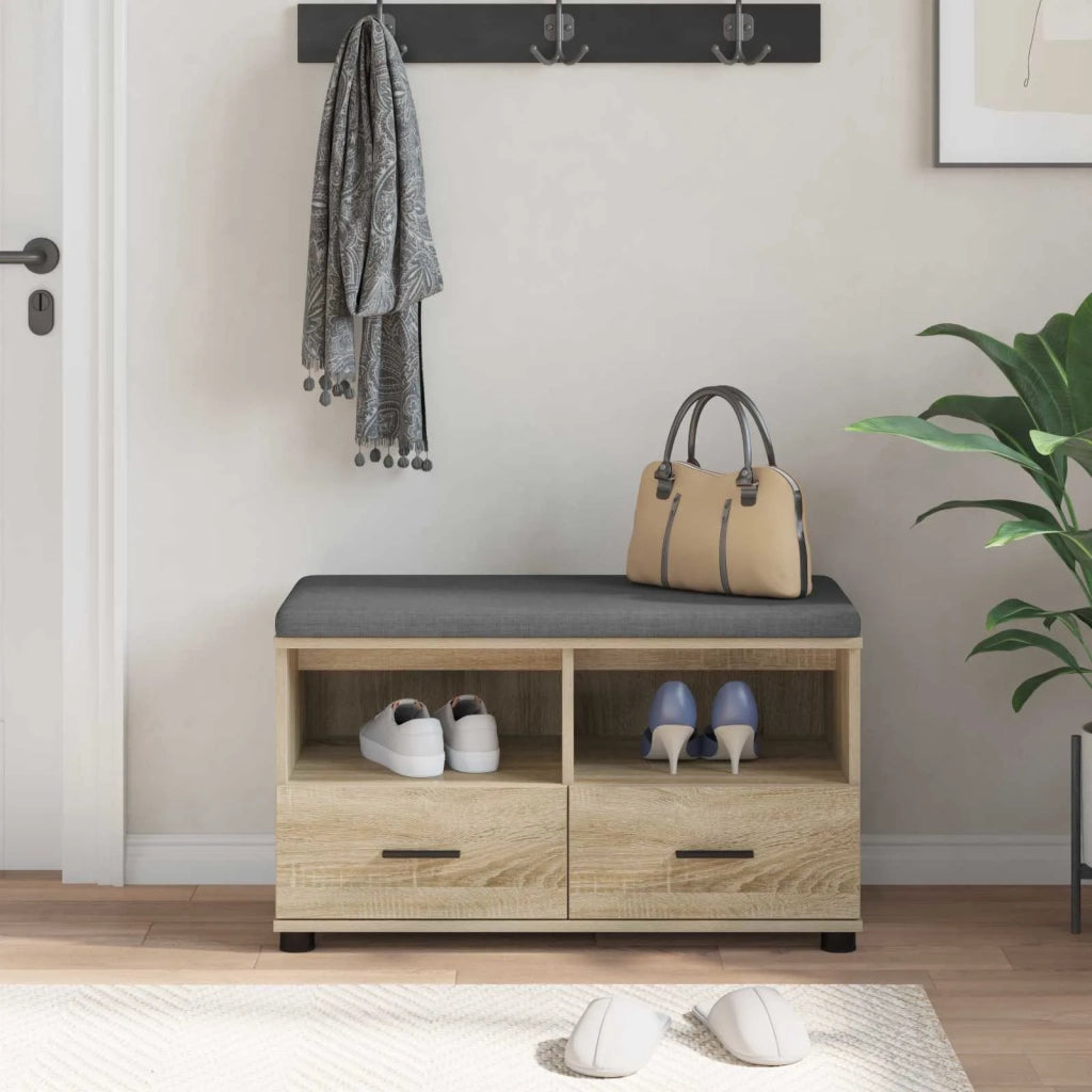 Panca per ingresso con cuscino Rovere Sonoma 80 x 38 x 46 cm 891458