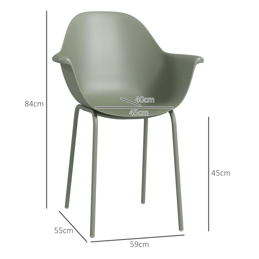 Set 4 Sedie da Giardino con Braccioli ¨C zephmum ¨C Verde, Plastica e Metallo