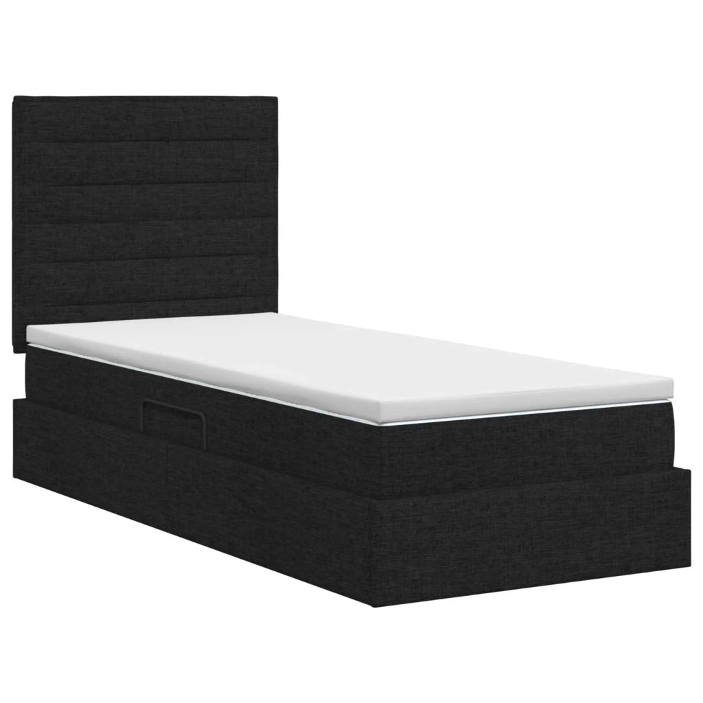 Letto con contenitore e materasso Nero 90 x 190 cm Tessuto 3459410