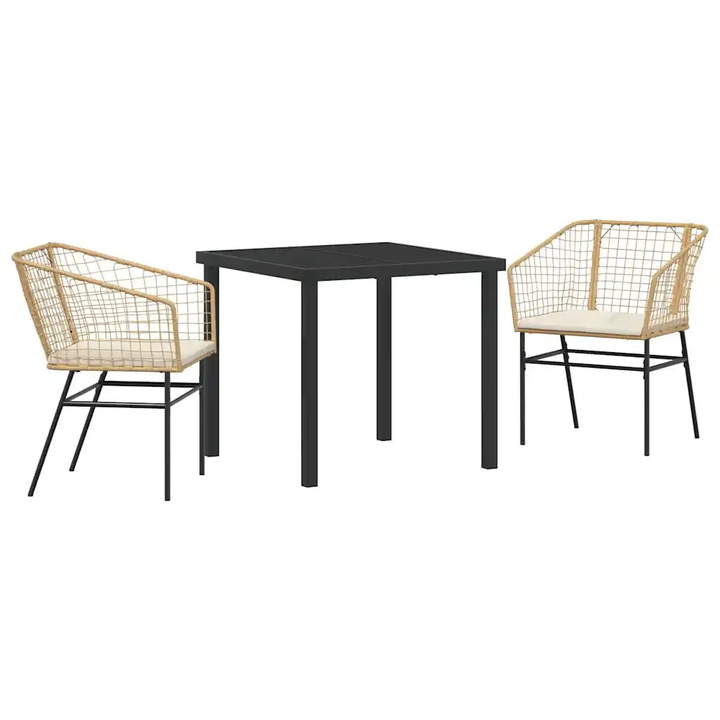 Set da Pranzo per Giardino 3 pcs Marrone polyrattan 3380911